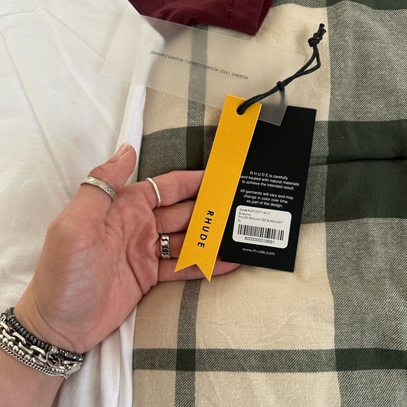 NWT Rhude Logo-Embroidered Cotton T-Shirt 'Bordeaux/White' XL - Picture 5 of 7